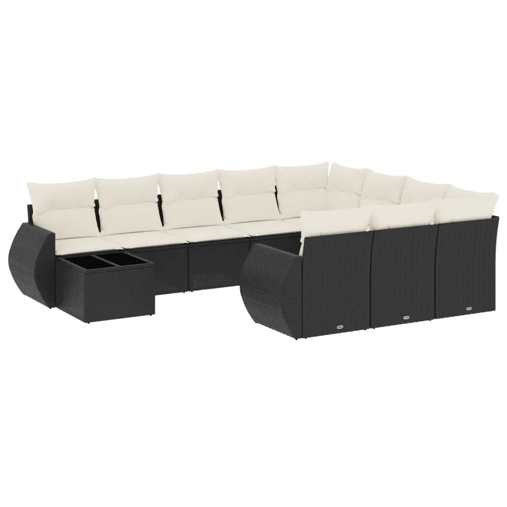 Set Divani da Giardino 11 pz con Cuscini in Polyrattan Nero 3221925