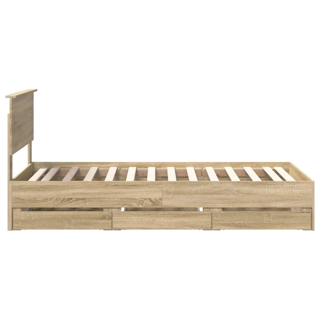Struttura del letto con cassetto Rovere Sonoma 75 x 190 cm 3408035