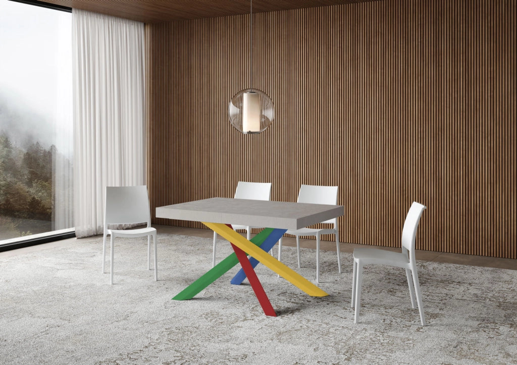 Tavolo Allungabile 140/400x90 cm Volantis Premium Cashmere Gambe Multicolore 4/B