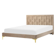 Letto Imbottito Matrimoniale 140 x 200 cm Testiera Taupè Velluto Gambe Dorate