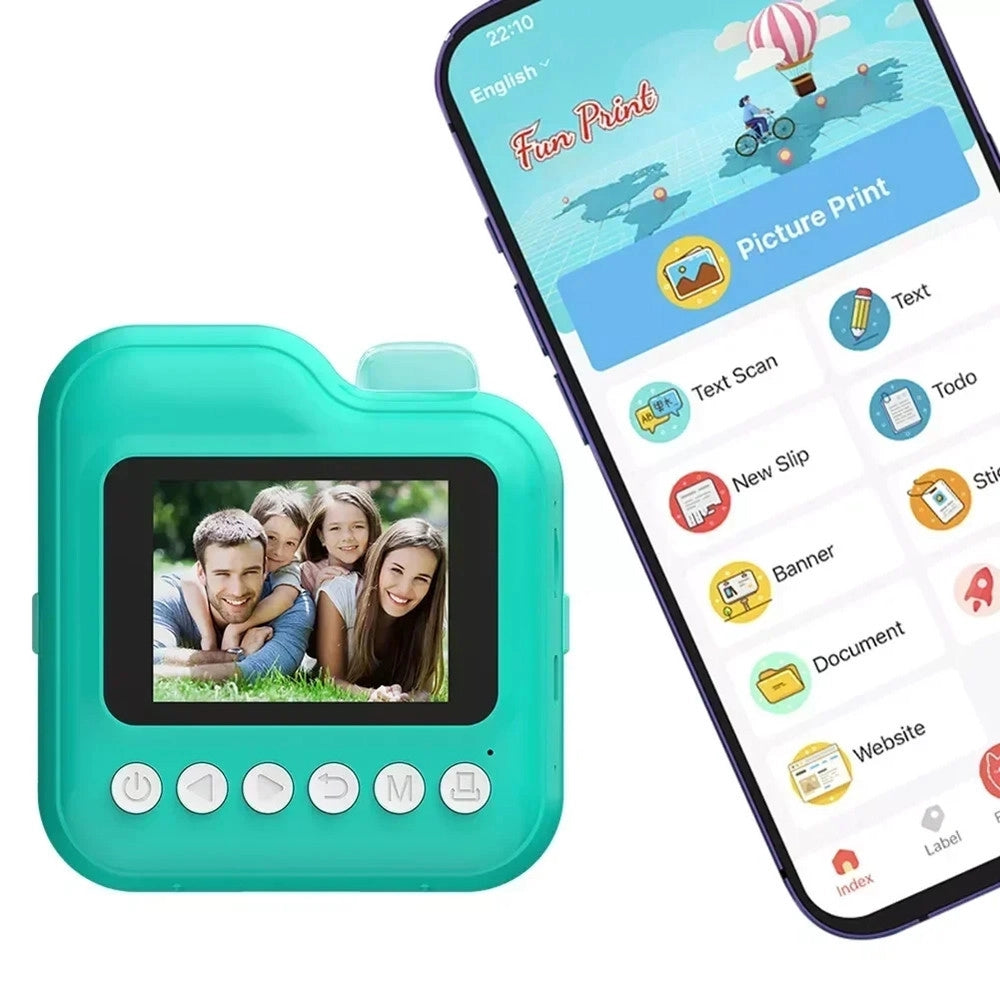 Trade Shop - Fotocamera Digitale Con Stampa Istantanea Per Bambini Con Schermo Ips 2,4″ Zoom Ottico C8 -