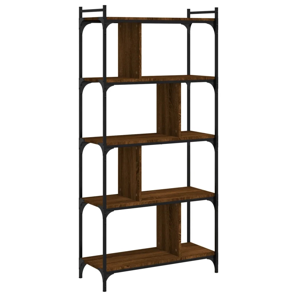 Libreria-Scaffale per Libri-Mobile di Stoccaggio Rovere Marrone 5 Ripiani 76x32x158cm Legno Multistrato