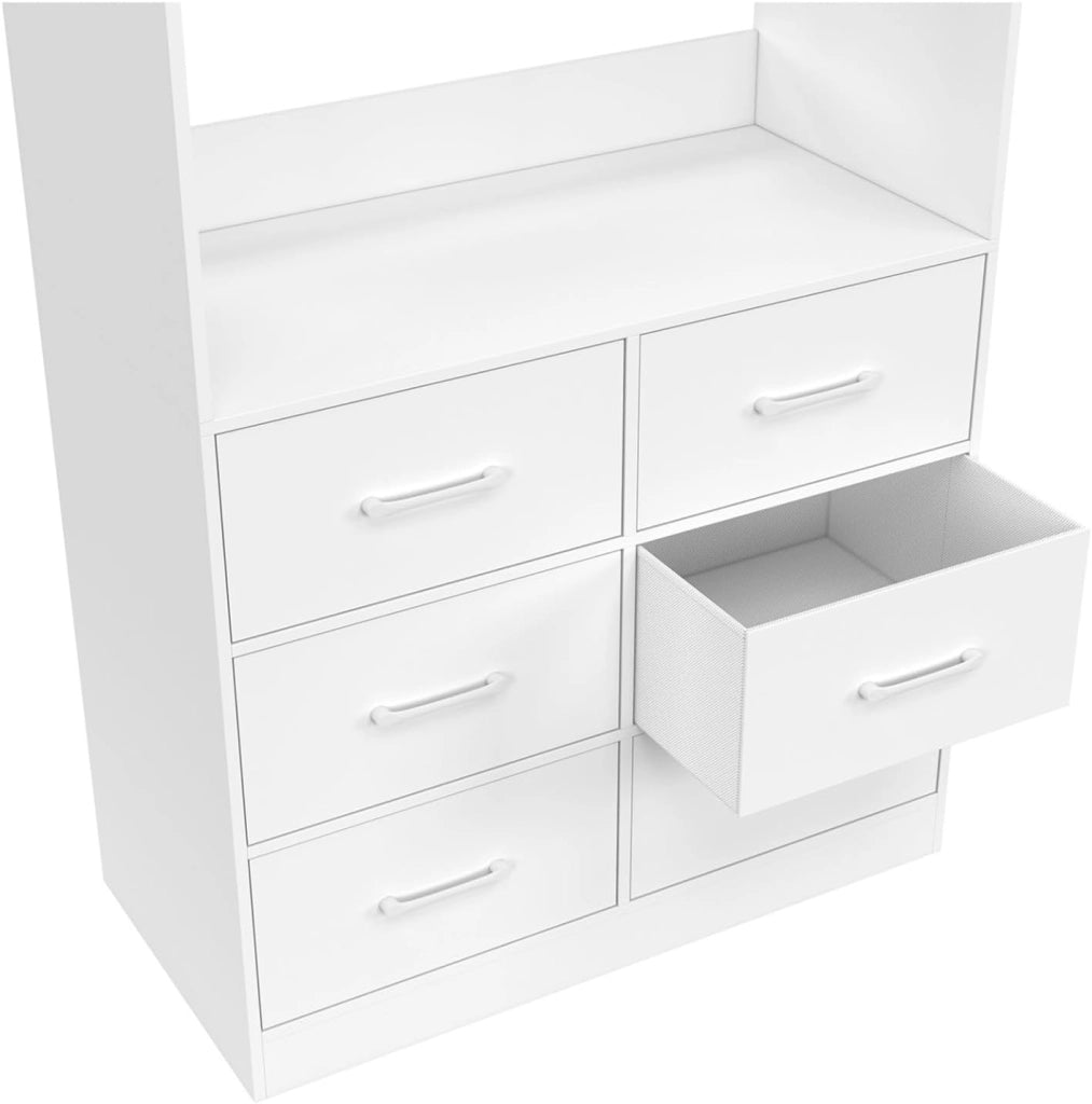 Armadio UPPAH lungo 80 cm con 6 contenitori in tessuto bianco