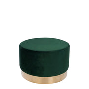 Pouf tondo Nano in velluto verde bosco con base dorata