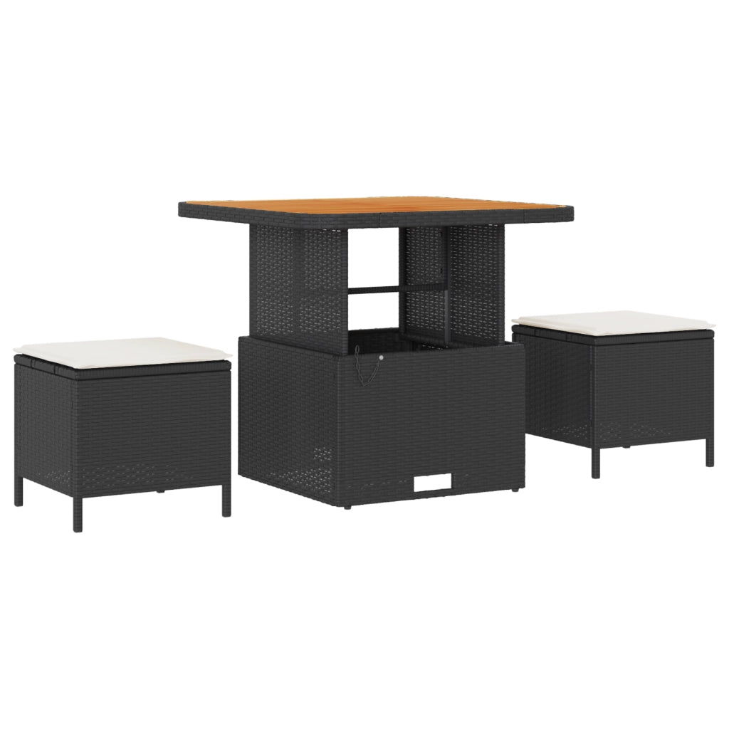 Set Divano Giardino  8 Pezzi con Cuscini Rattan Nero Acacia