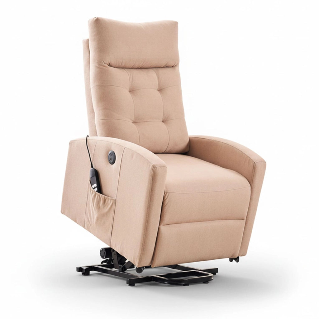 Marvin Poltrona Relax Reclinabile Elettrica con Poggiapiedi Solena, Seduta Ergonomica Massaggiante e Riscaldante i Beige