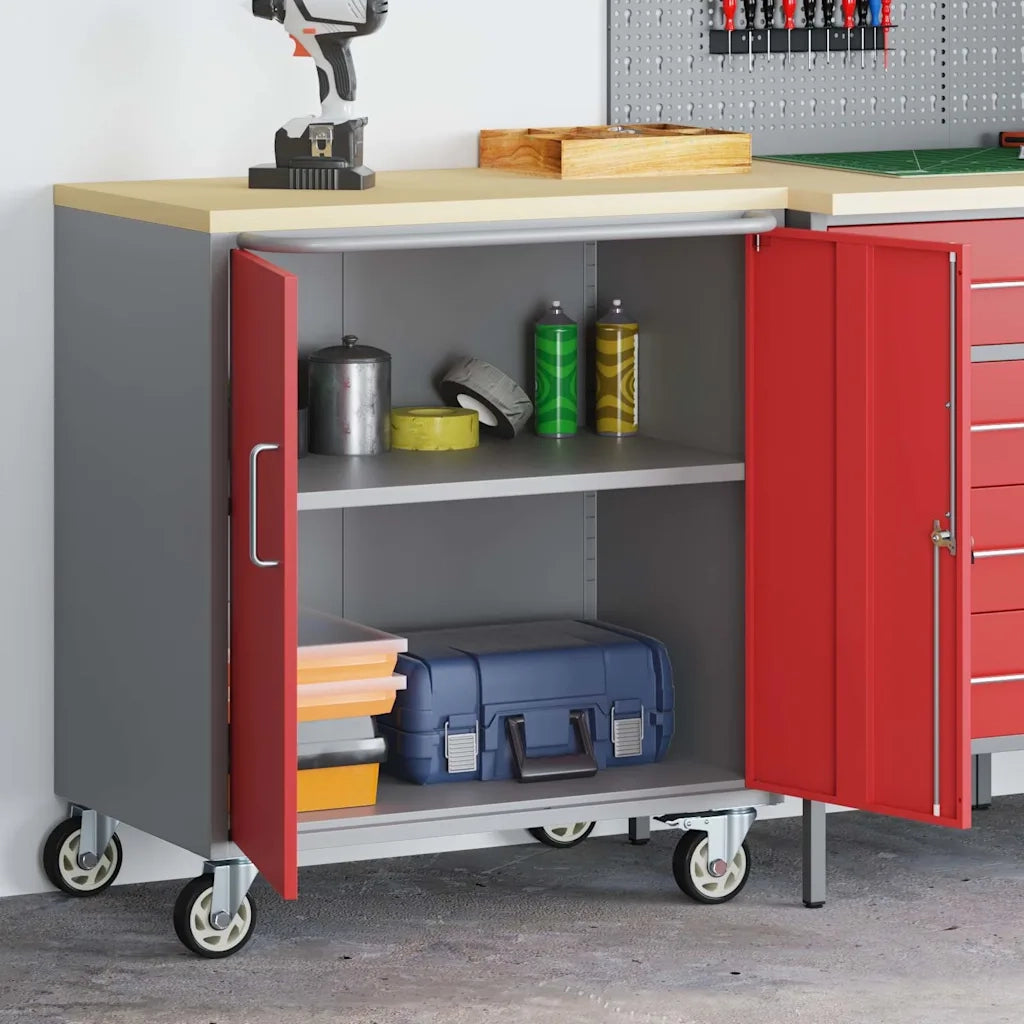 Banco da lavoro con lo scaffale Rosso e Grigio 75 x 45 x 85 cm CFW6426685
