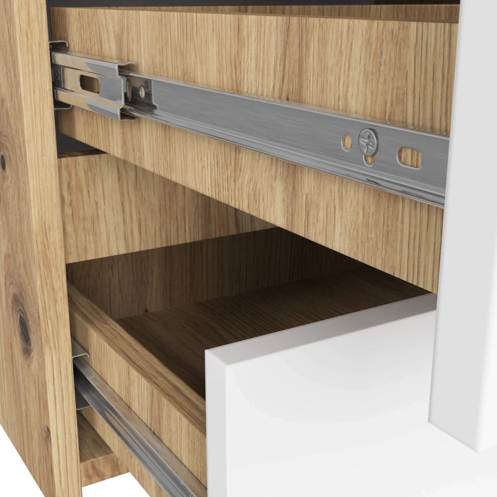 Cassettiera CL100 compatta AKORD Quercia Artisan 100 cm 6 cassetti inserto frontale Bianco 100x35x57 cm