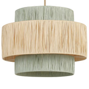 Lampada a sospensione con paralume in carta naturale e verde Japandi in stile naturale con cavo di iuta