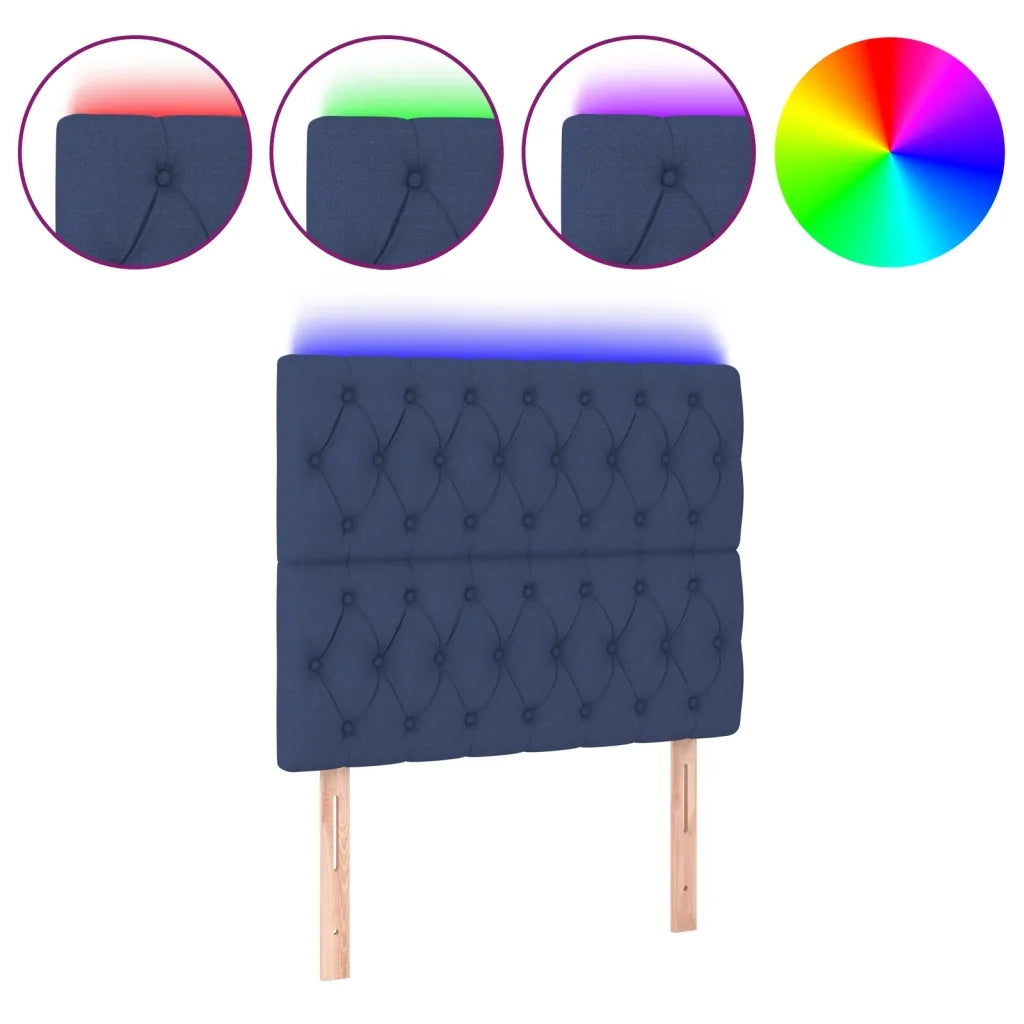 Testiera a LED-Testata con LED Blu 90x7x118/128 cm in Tessuto
