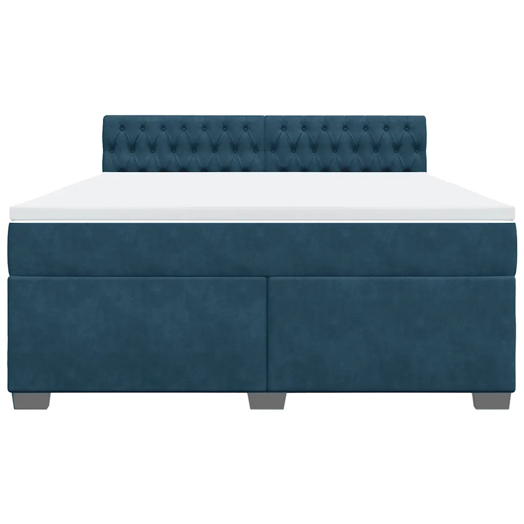 vidaXL Giroletto a Molle con Materasso Blu 180x200 cm in Velluto