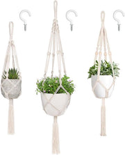 Hangers a macramé in 3 diverse misure per interni e esterni, supporto per vaso in stile boho home decor.