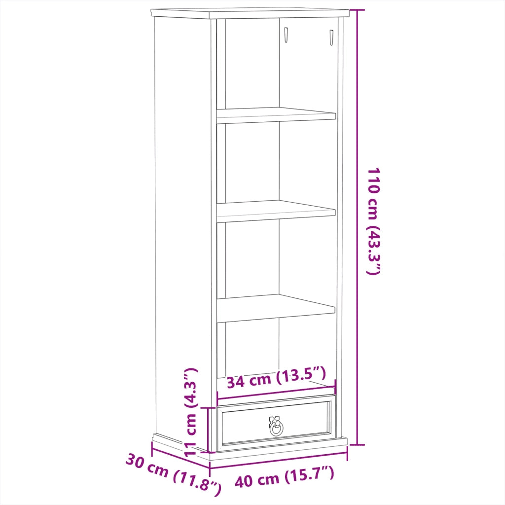 Mobile Porta CD Corona 40x30x110 cm in Legno Massello di Pino 4005683