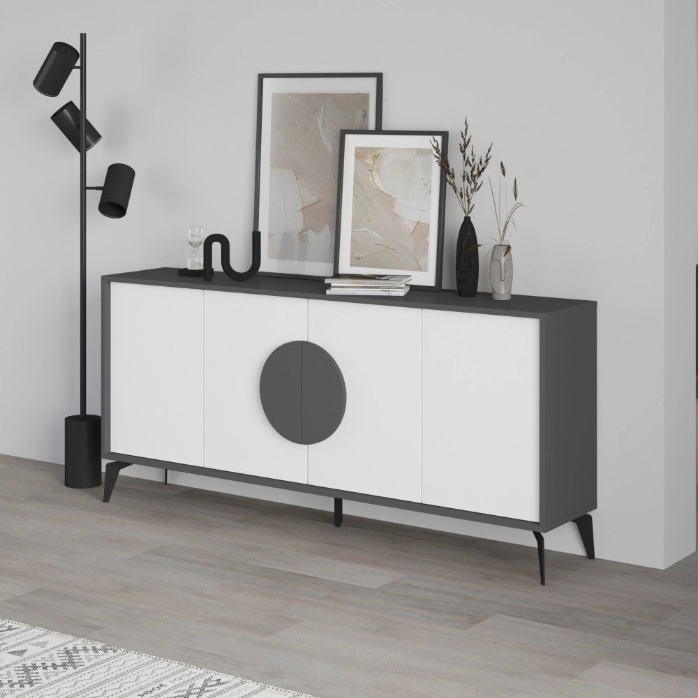 Madia 4 ante Gora180 colore antracite e bianco 180x35,6x82