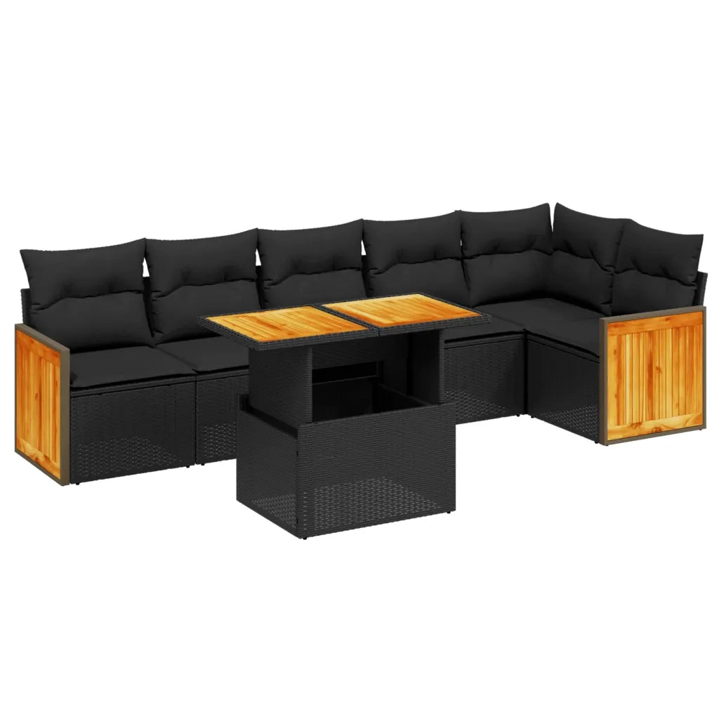 Set Divani da Giardino con Cuscini 7pz Nero Polyrattan 3273967
