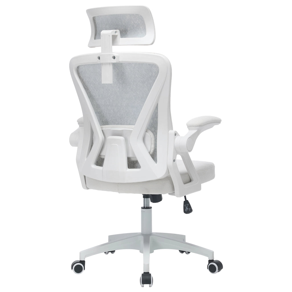 Sedia da ufficio ergonomica con schienale in rete traspirante, braccioli regolabili e altezza seduta regolabile, colore bianco