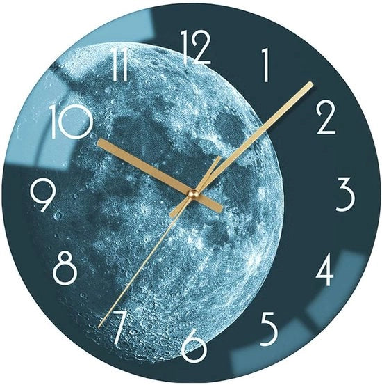 Orologio da Parete in Vetro Silenzioso Non Tocchente Orologi da Parete - Qualità Quarzo Alimentato da Batteria Circa 12 Pollici Disegno della Terra