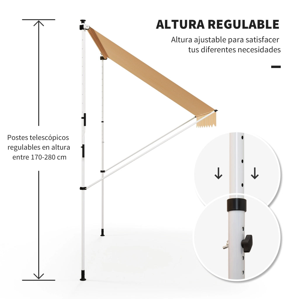 Toldo Manuale Retrattile per Terrazza ¨C zephmum ¨C Arancione 300x150x170-280 cm