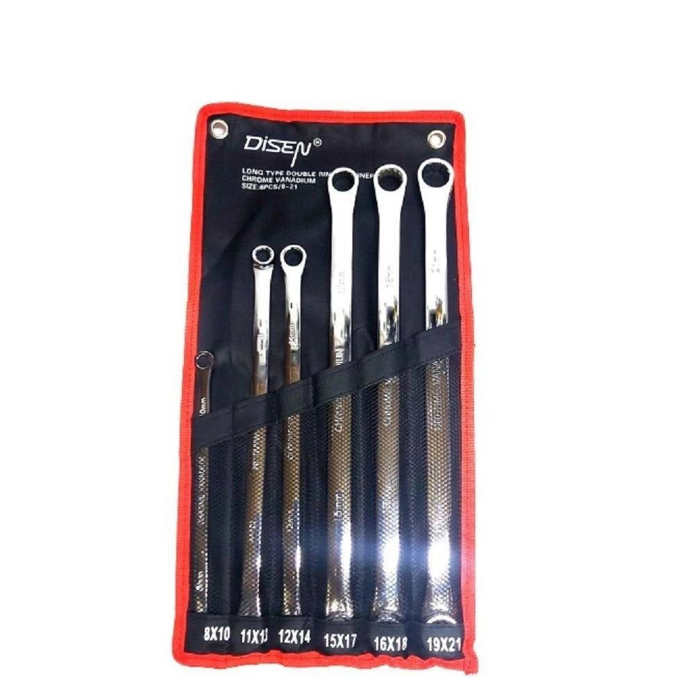 Trade Shop - Set 6 Pz Chiavi Inglesi Extra Lungo Double Chiavi Poligonali Da 8mm-21mm Metrico -
