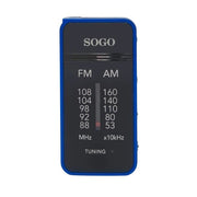 Radio portatile AM/FM tascabile con auricolari, sintonizzazione analogica, 50dB SNR, alimentazione 2 batterie AAA - SOGO