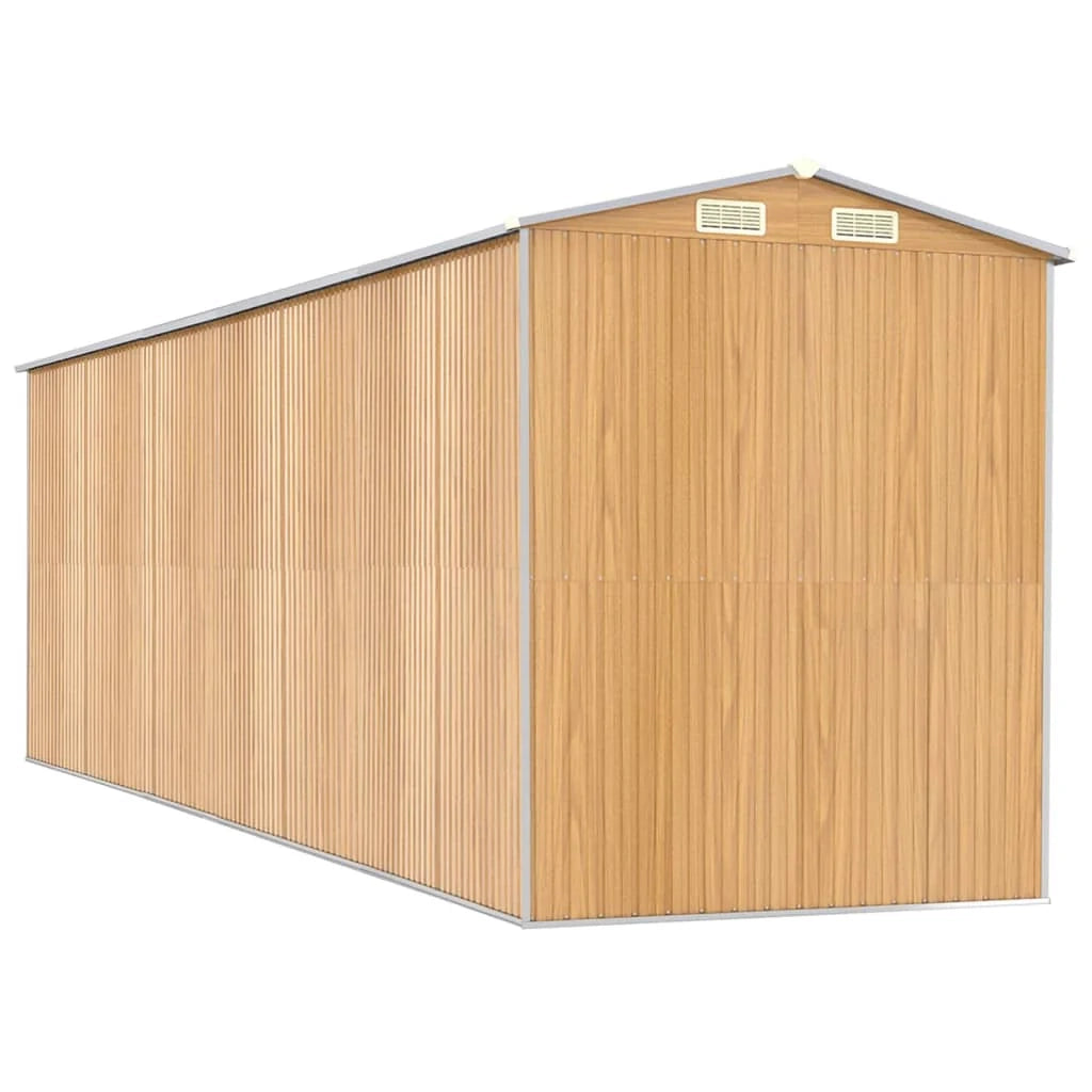 Casetta da giardino cabina ripostiglio capanno da esterno capanno per attrezzi robusta colore chiaro 192 x 606 x 223 cm acciaio zincato marrone 02_0022307