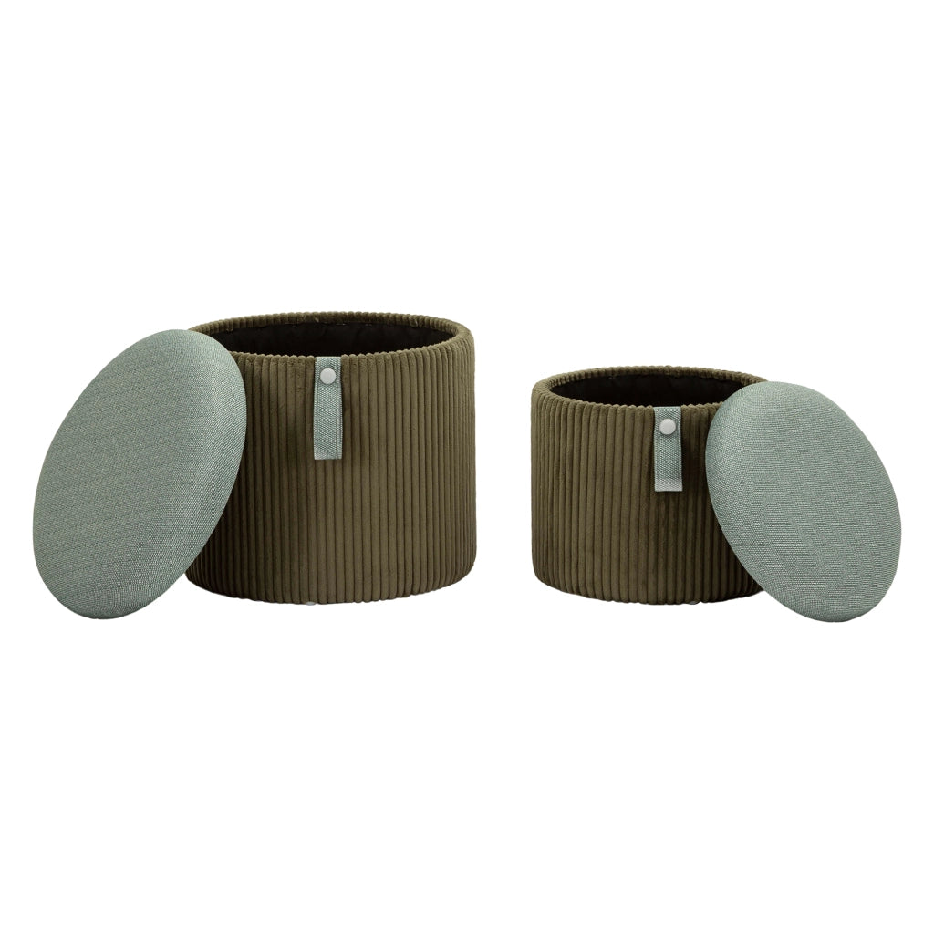 Fianar, Pouf Contenitore set da 2, 38x38x38h cm Verde
