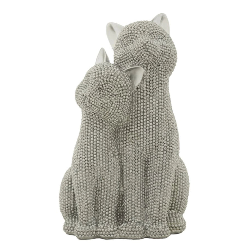 Scultura Gatti 1, Argento, Poliresina, 13x10x21 cm