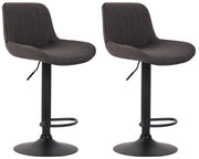Set di 2 sgabelli da bar Lentini in tessuto grigio scuro,nero