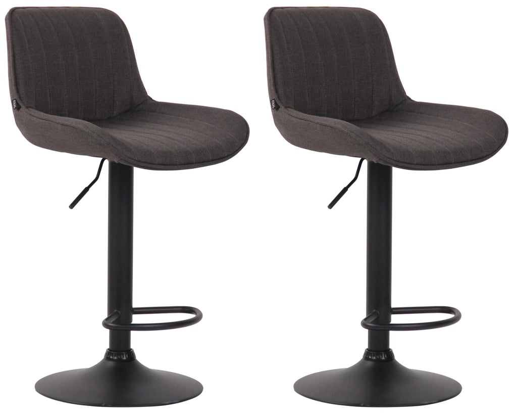 Set di 2 sgabelli da bar Lentini in tessuto grigio scuro,nero