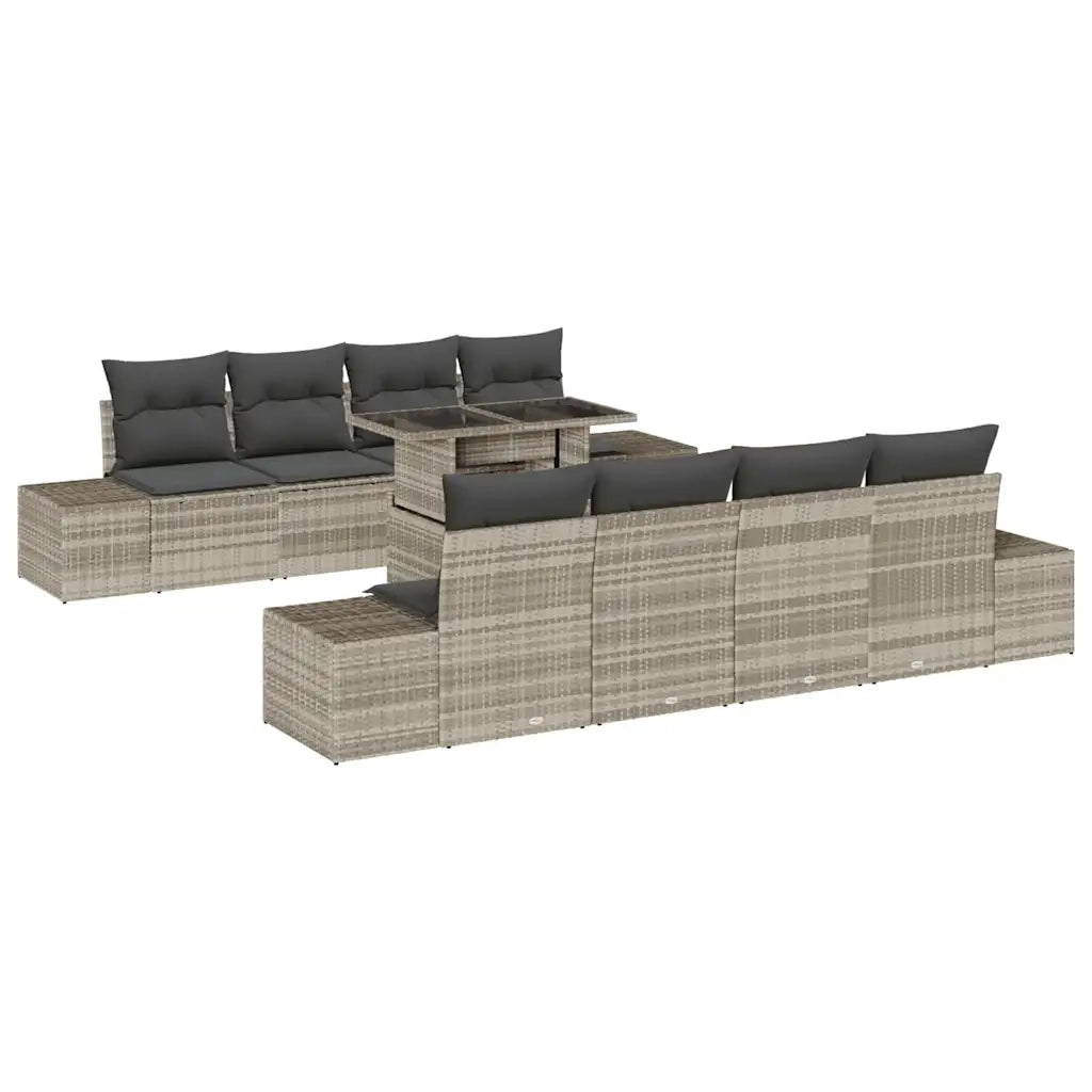 Set Divano da Giardino 9 pcs Grigio chiaro polyrattan 3349148
