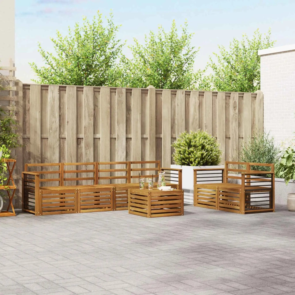 Set divani 7 pcs Naturale Legno di Acacia Massello