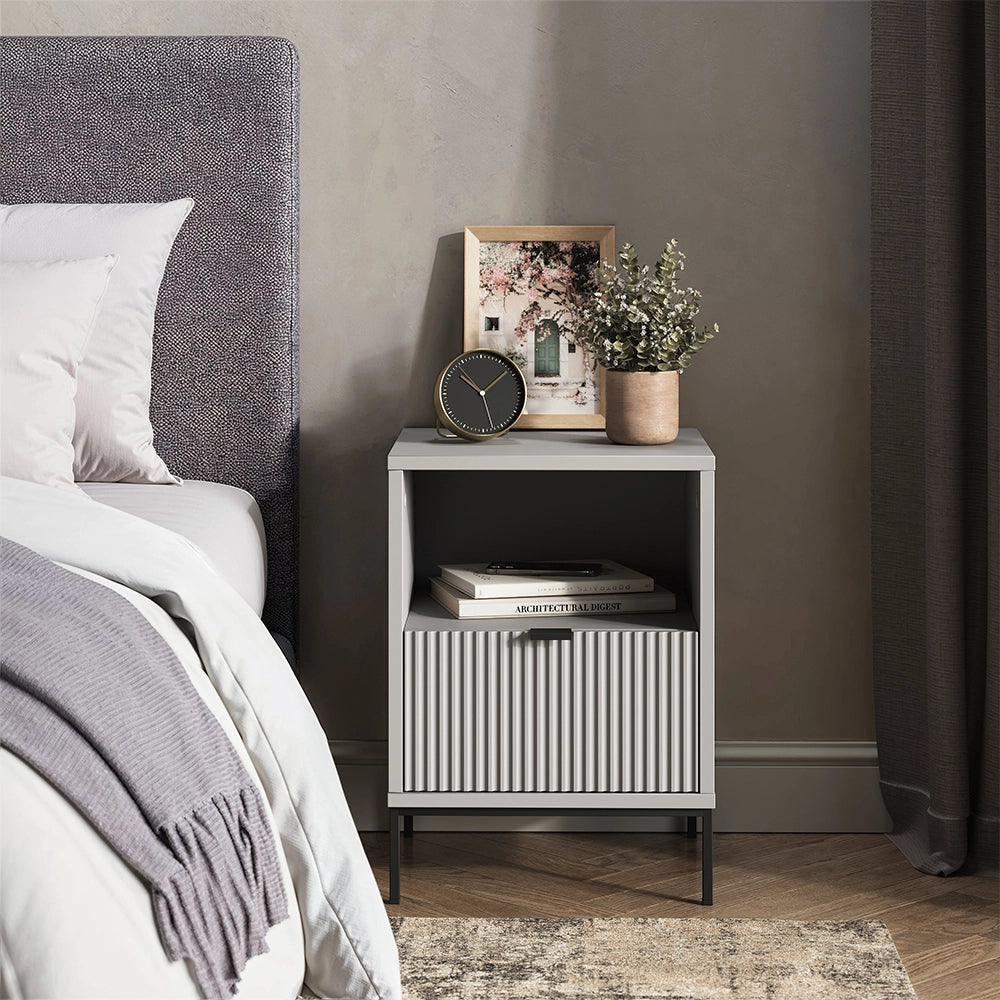 Vicco Comodino Grigio 40 x 55 cm con 1 cassetto