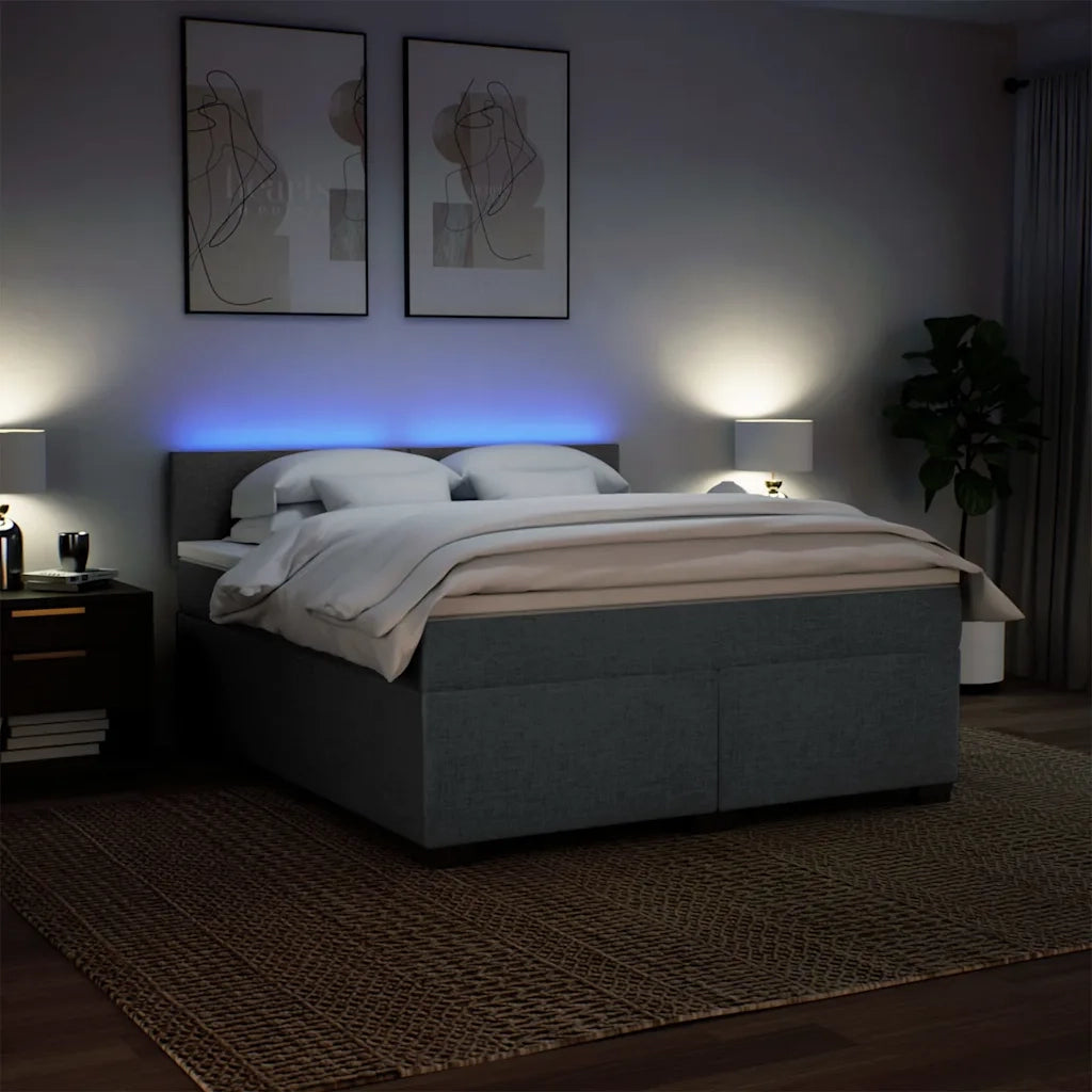 Giroletto a Molle con Materasso Grigio Scuro 180x200 cm Tessuto