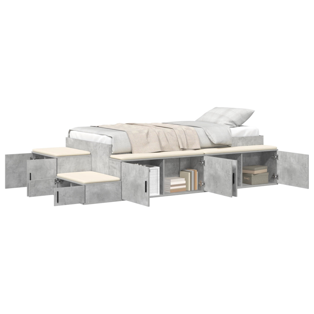 Struttura Letto da Stoccaggio Grigio Cemento 75x190 cm