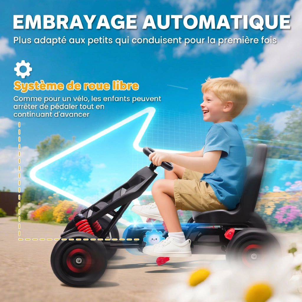Go-kart a pedali per bambini 3-6 anni ¨C Xylo ¨C ruote EVA, freno, rosso