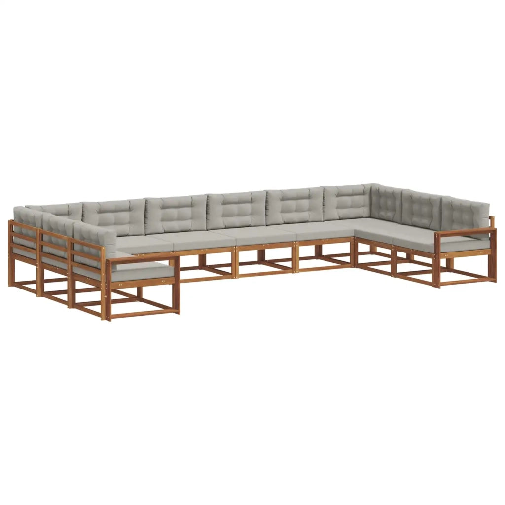 Set di divani da esterno 10 pcs Grigio Naturale e Chiaro