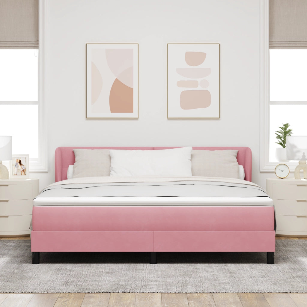 Letto a Molle con Materasso Rosa 180x200 cm Velluto