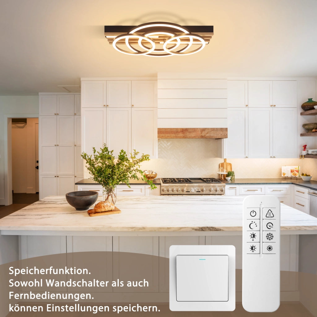 ZMH Plafoniera LED ad anello geometrico moderno 50cm dimmerabile 60W con telecomando per soggiorno e sala da pranzo