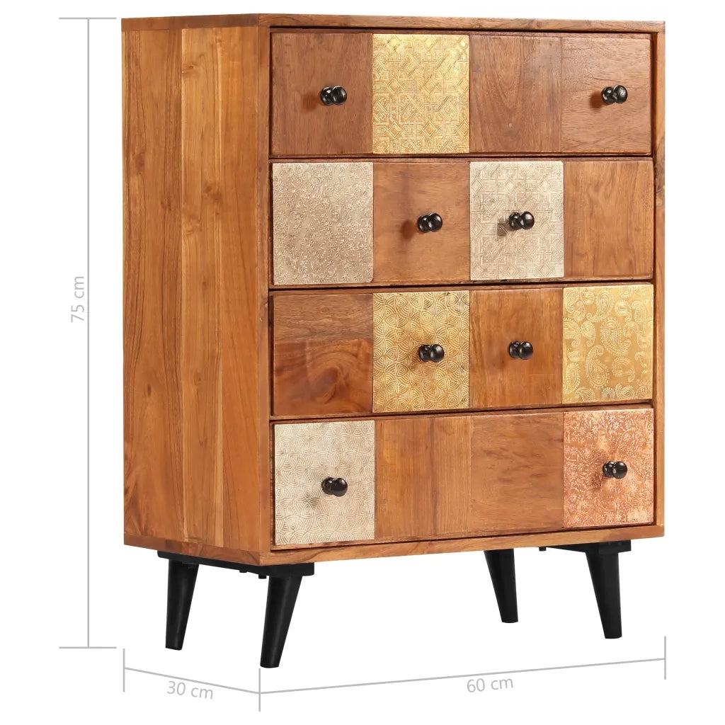 Cassettiera 60x30x75 cm in Legno Massello d'Acacia 247681