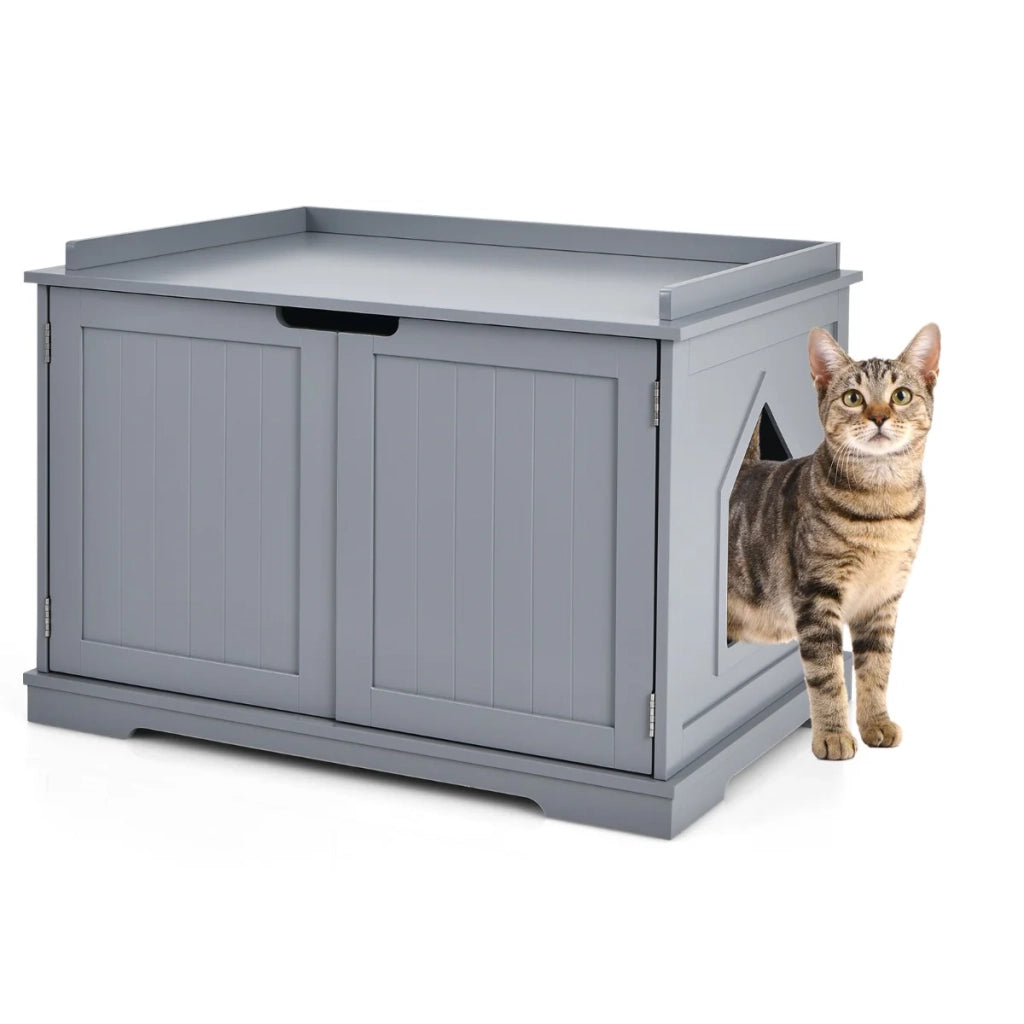 Cuccia multifunzionale per gatti con gattaiola 75 x 54 x 52 cm portata 50 kg MDF grigio di tendenza 20_0018959