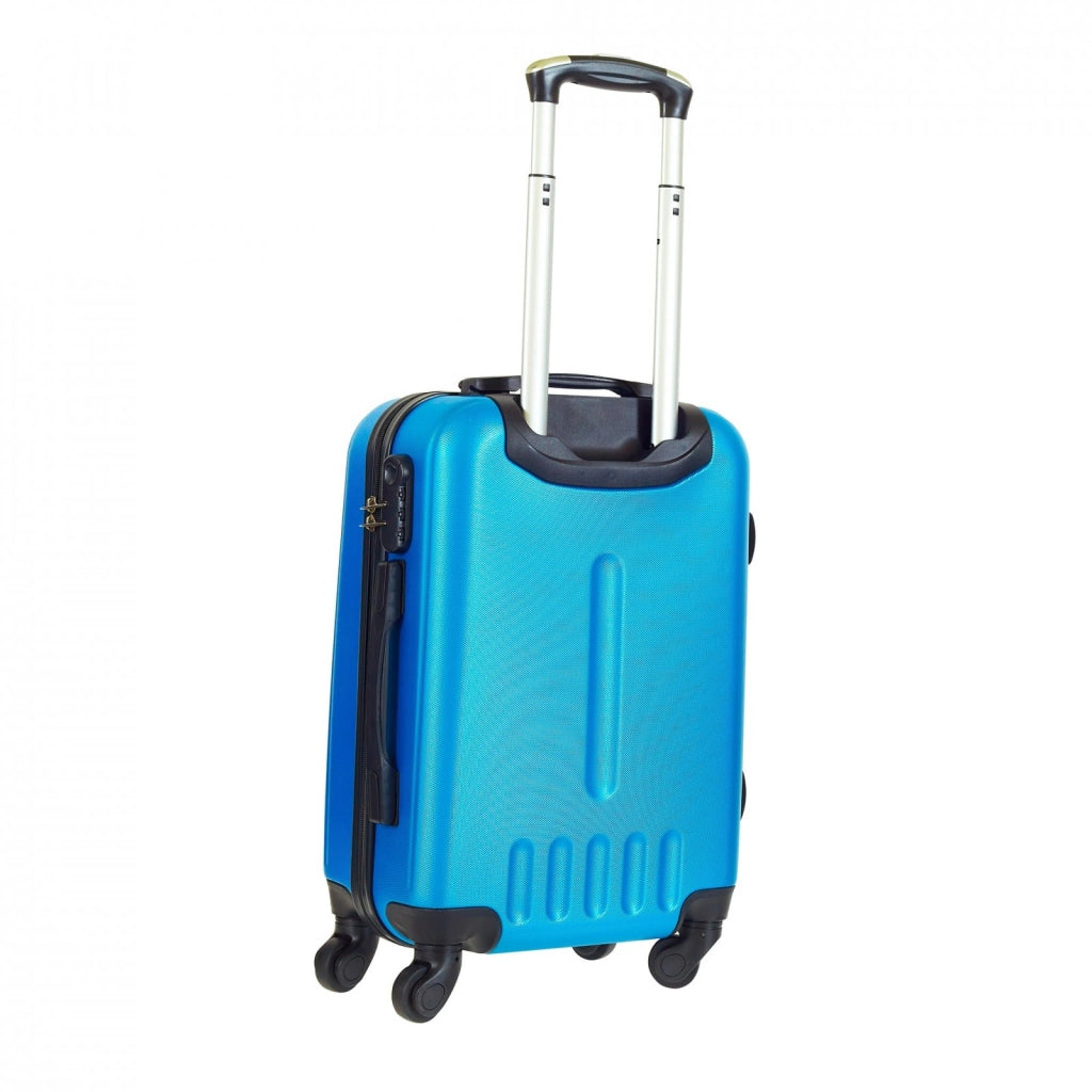 Trolley valigia in ABS rigido, 4 doppie ruote blu 55x40x20cm Loba