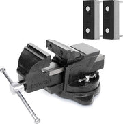 Gietijzeren bankschroef con copertura 75 mm - Incl. martello - 90 mm apertura - 360 gradi rotazionale - Sostituzione vite in acciaio