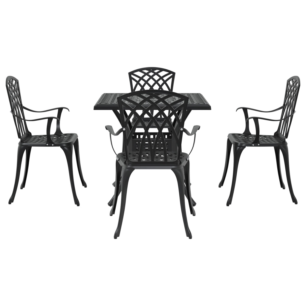 Set da Pranzo da Giardino 5 Pezzi in Alluminio Nero
