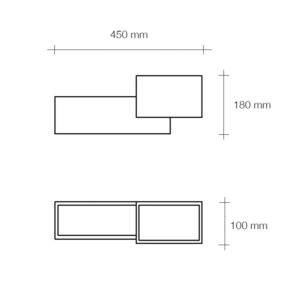PARO applique 2 rettangoli e 3 Luci bianco in gesso attacco G9 45x18cm