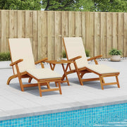 Lettino prendisole reclinabile e pieghevole 3 pcs Bianco Crema