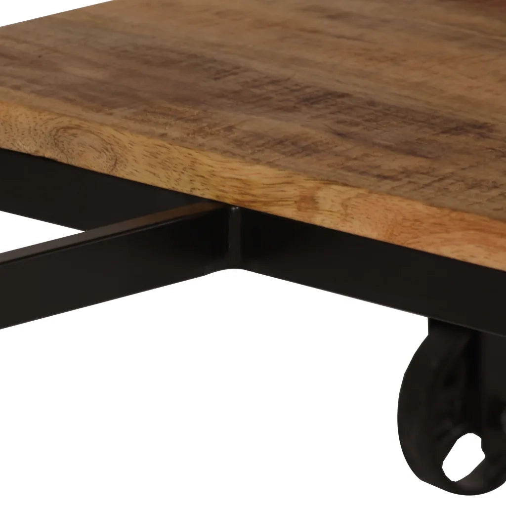 Scrivania | Tavolo da Ufficio con Sgabello Pieghevole in Legno di Mango 115x50x76cm