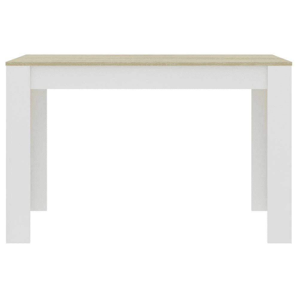 Tavolo da Pranzo Cucina Rettangolare Moderno in Legno 120x80x74cm Bianco e Acero