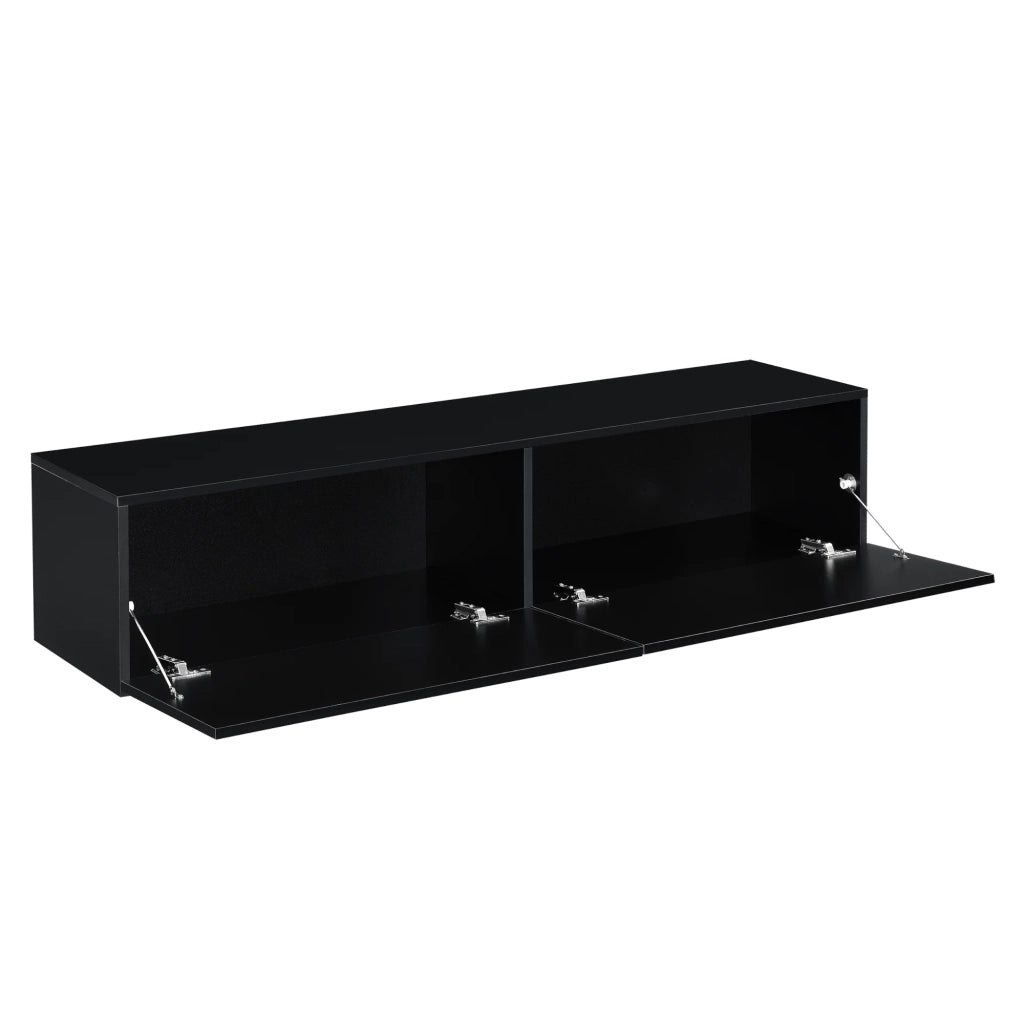 Mensola di design porta tv con 2 cassetti 140 cm nero lucido 03_0005192