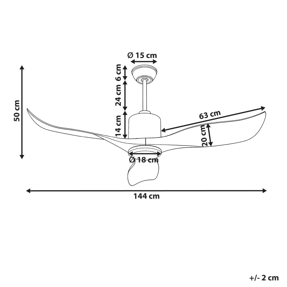 Ventilatore da soffitto marrone in materiale sintetico con telecomando per soggiorno moderno in stile scandinavo