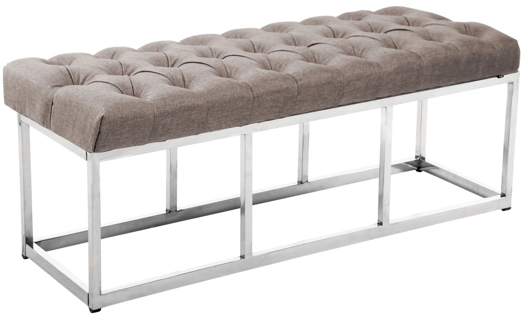 Panca AMUN in tessuto e acciaio inox Tortora,120 cm